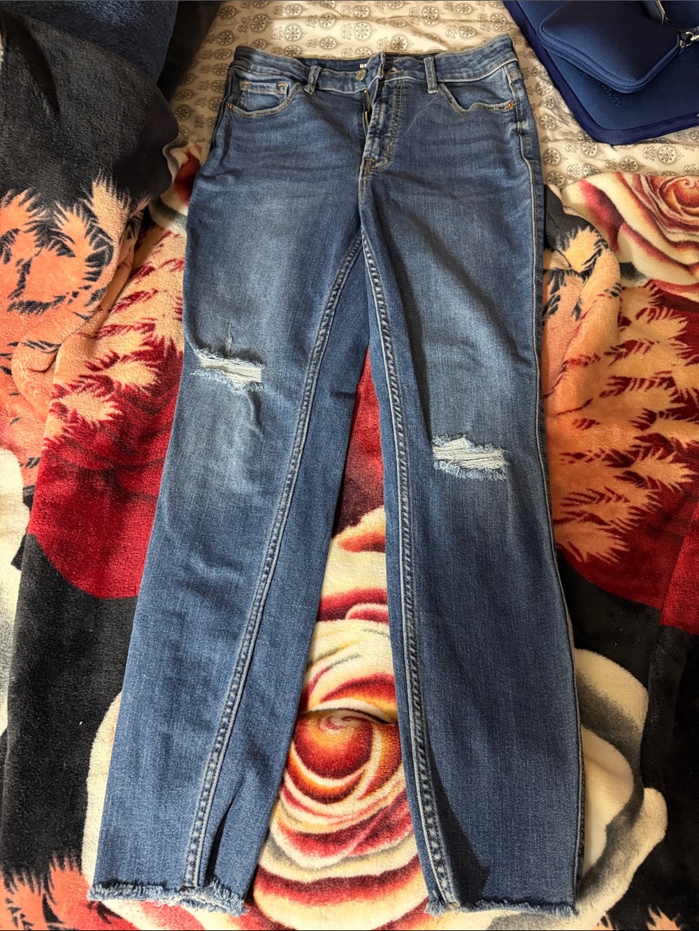 Old Navy Distressed Blue Flare Jeans